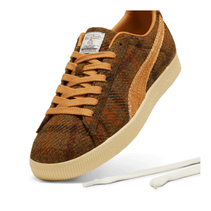 Puma Clyde Harris Tweed Chamomile Caramel Latte Angle 2