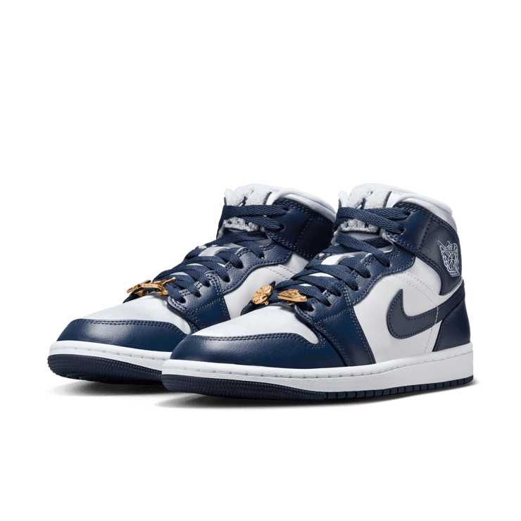 Air Jordan 1 Mid 'Midnight Navy Gold Charms' (W) Angle 2