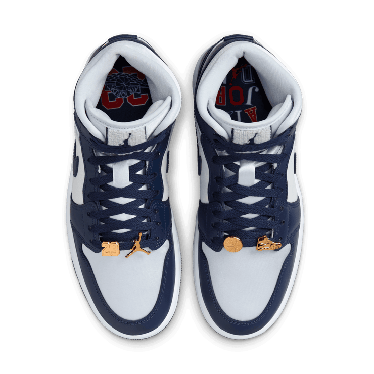 Air Jordan 1 Mid 'Midnight Navy Gold Charms' (W) Angle 1