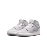 Air Jordan 1 Mid SE  'Summit White Metallic Silver' (GS) Angle 2