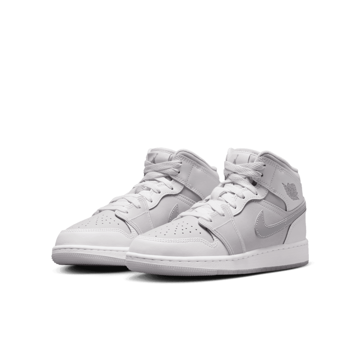 Air Jordan 1 Mid SE  'Summit White Metallic Silver' (GS) Angle 2