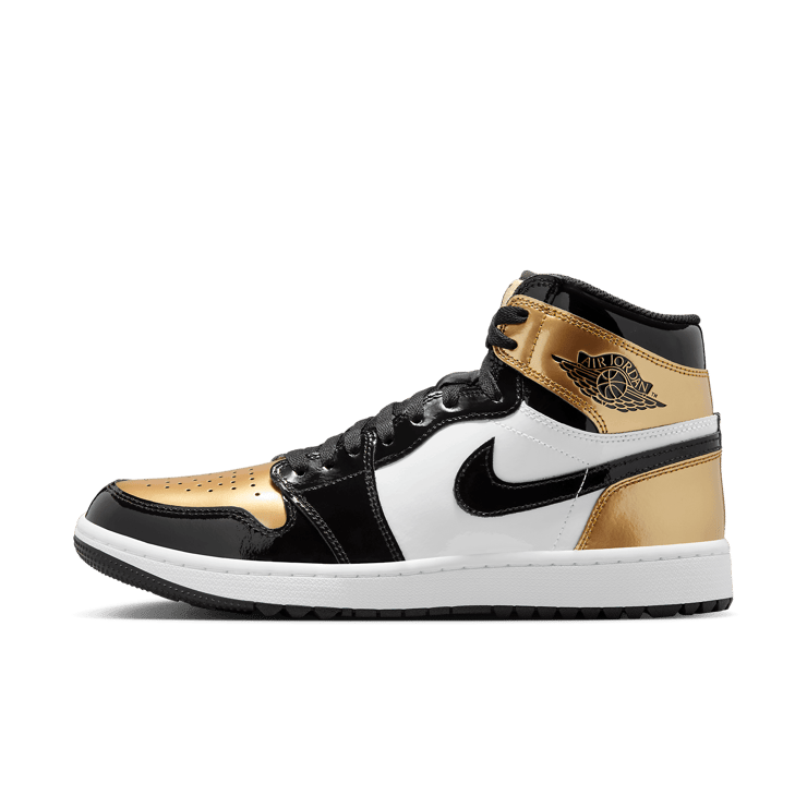 Air Jordan 1 High Golf Patent Gold Toe Angle 0