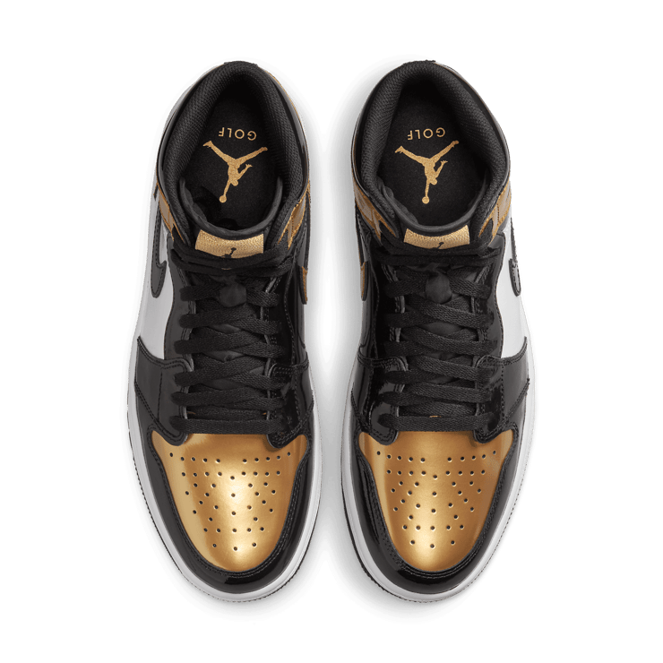 Air Jordan 1 High Golf Patent Gold Toe Angle 2