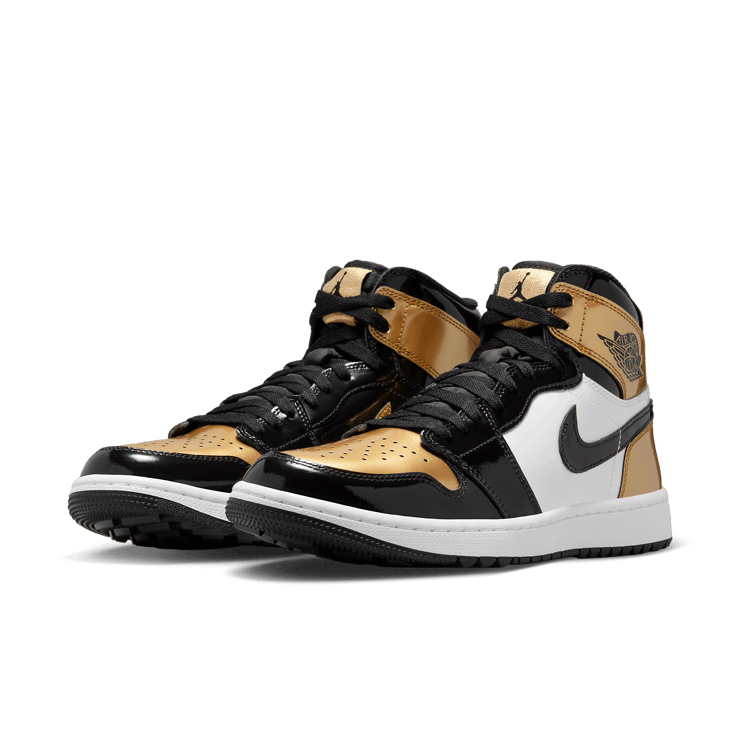 Air Jordan 1 High Golf Patent Gold Toe Angle 3