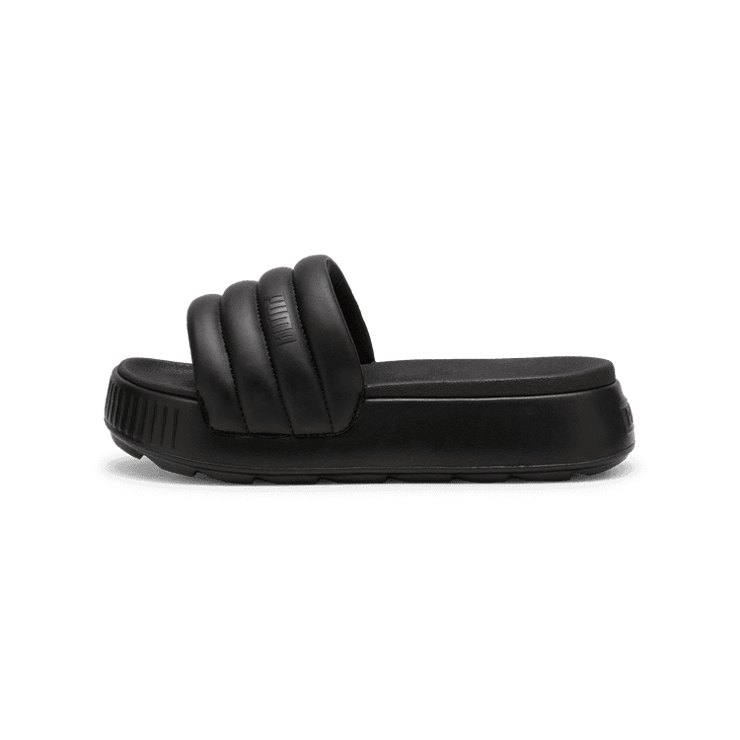 PUMA Karmen Puffy Slides in Black Angle 0