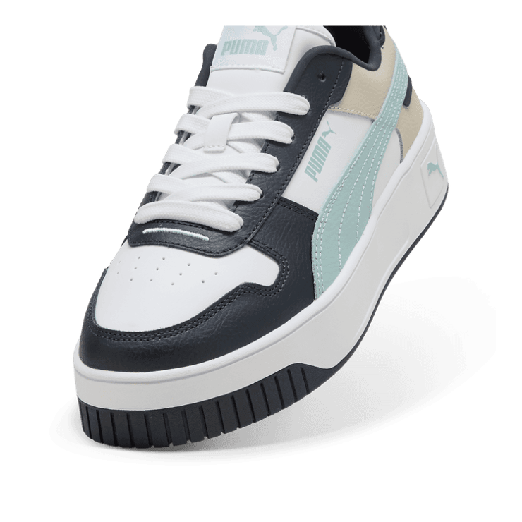 PUMA Carina Street Sneakers in White/Modern Mint/Black Angle 2
