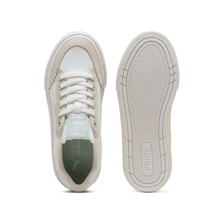 PUMA Court Classic Vulc Formstrip Sneakers in White/Lilac Frost/Desert Dust (GS) Angle 0