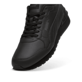 PUMA ST Runner v4 Leather Sneakers in Black/Shadow Grey Angle 2