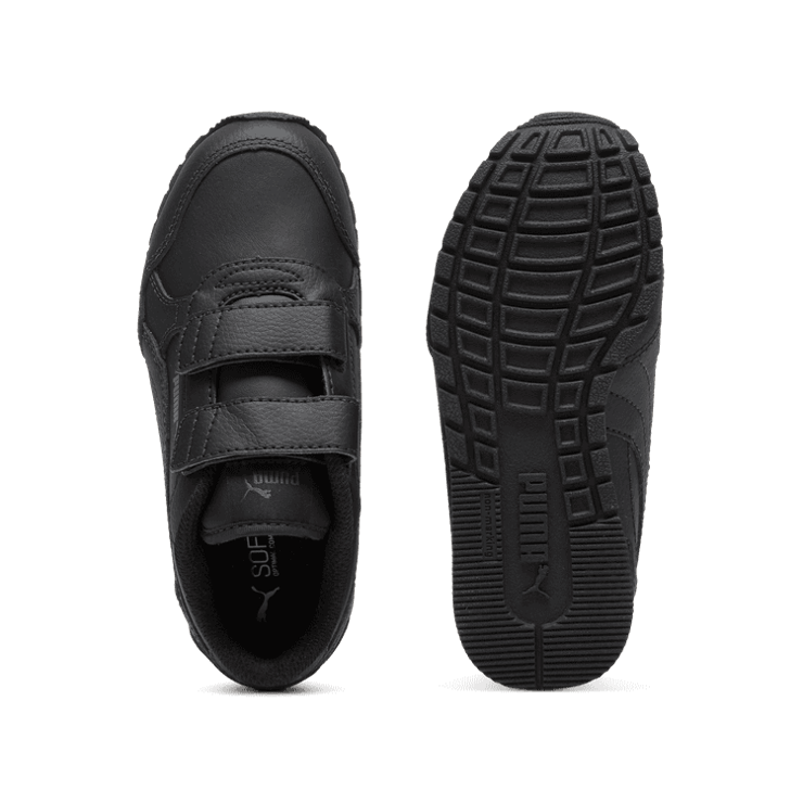 PUMA ST Runner v4 Leather Sneakers in Black/Shadow Grey (PS) Angle 0
