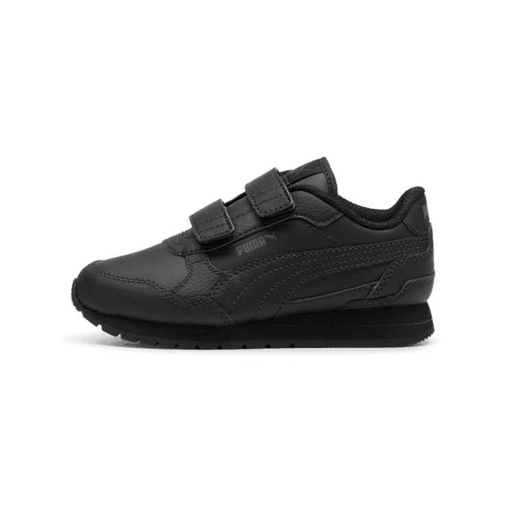 PUMA ST Runner v4 Leather Sneakers in Black/Shadow Grey (PS) Angle 1