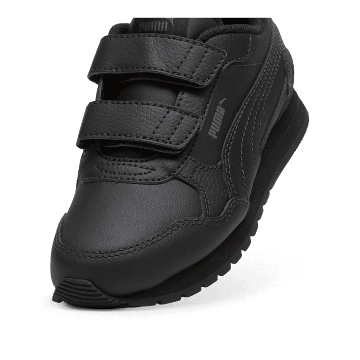PUMA ST Runner v4 Leather Sneakers in Black/Shadow Grey (PS) Angle 2