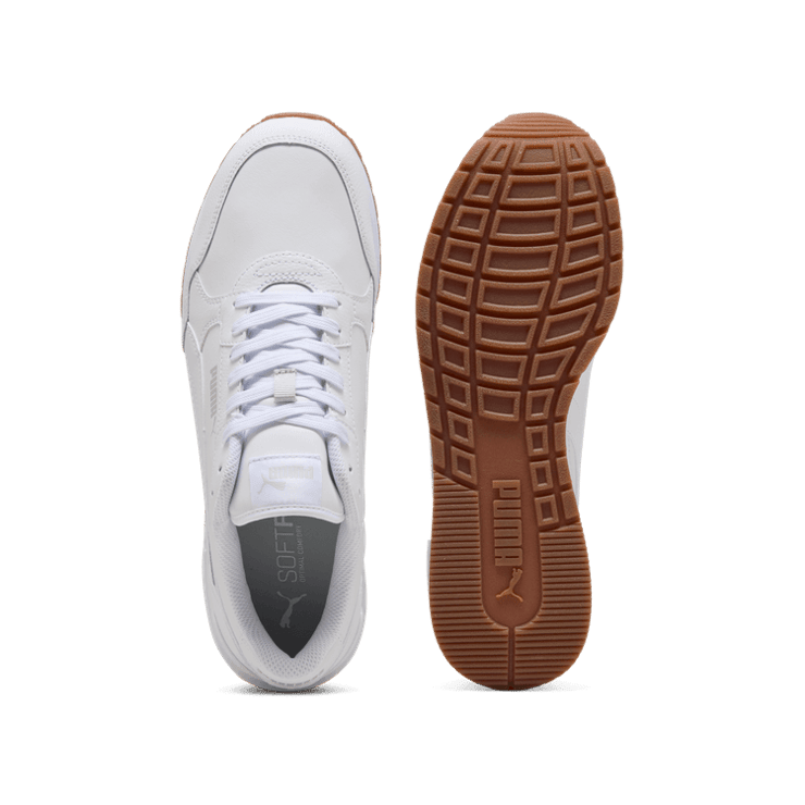 PUMA ST Runner v4 Leather Sneakers in White/Glacial Grey/Gum Angle 0