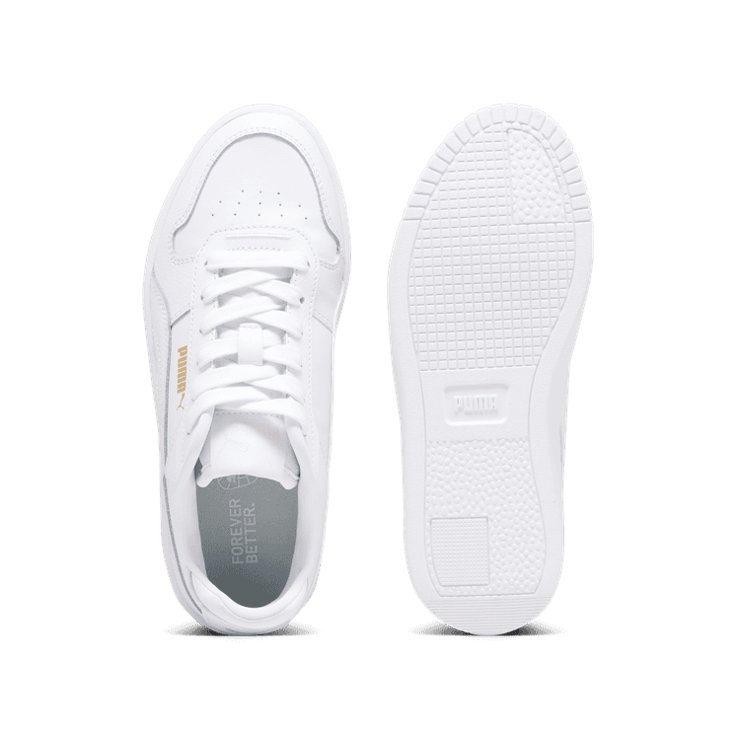 PUMA Carina Street Sneakers in White/Gold (GS) Angle 0