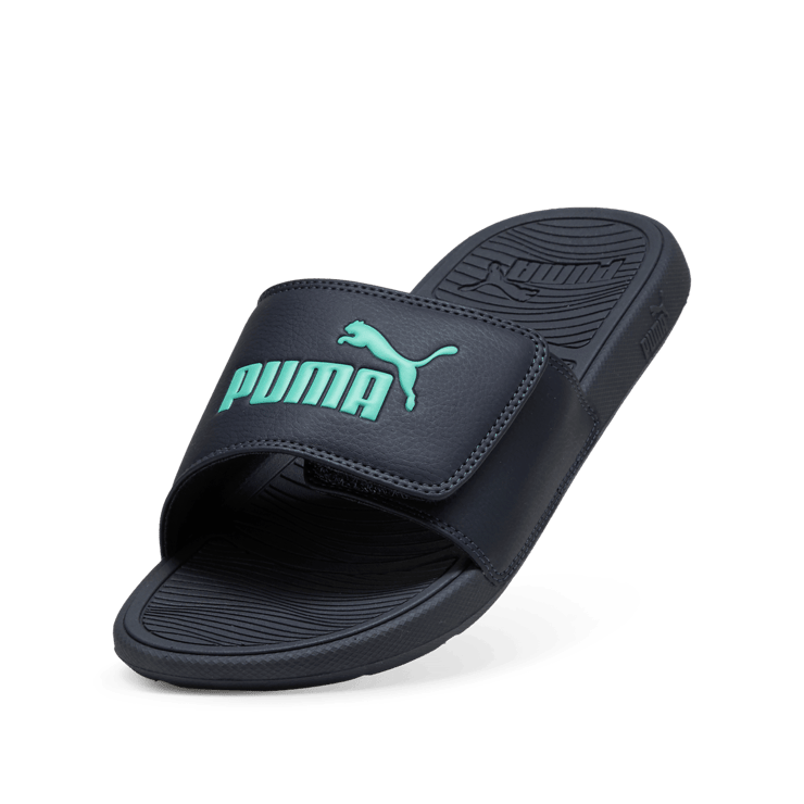 PUMA Cool Cat 2.0 Slides in Dark Blue Angle 3