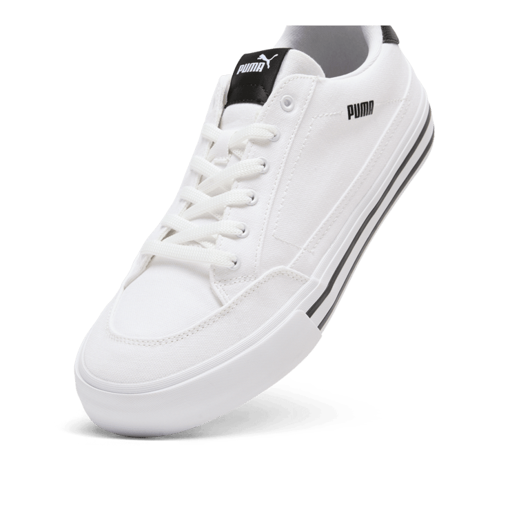 PUMA Court Classic Vulc Sneakers in White/Black Angle 3