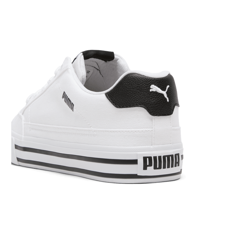PUMA Court Classic Vulc Sneakers in White/Black Angle 4