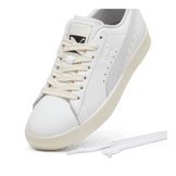 PUMA Clyde Leather Sneakers in White/Silver Mist/Frosted Ivory Angle 3