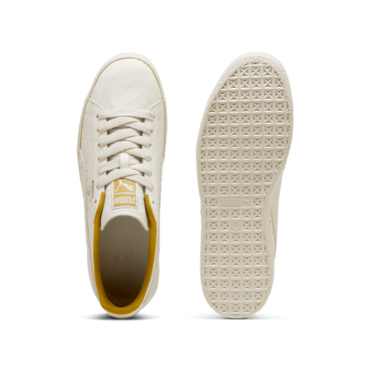 PUMA x The NeverWorn IV Clyde Sneakers in Frosted Ivory/Alpine Snow Angle 0