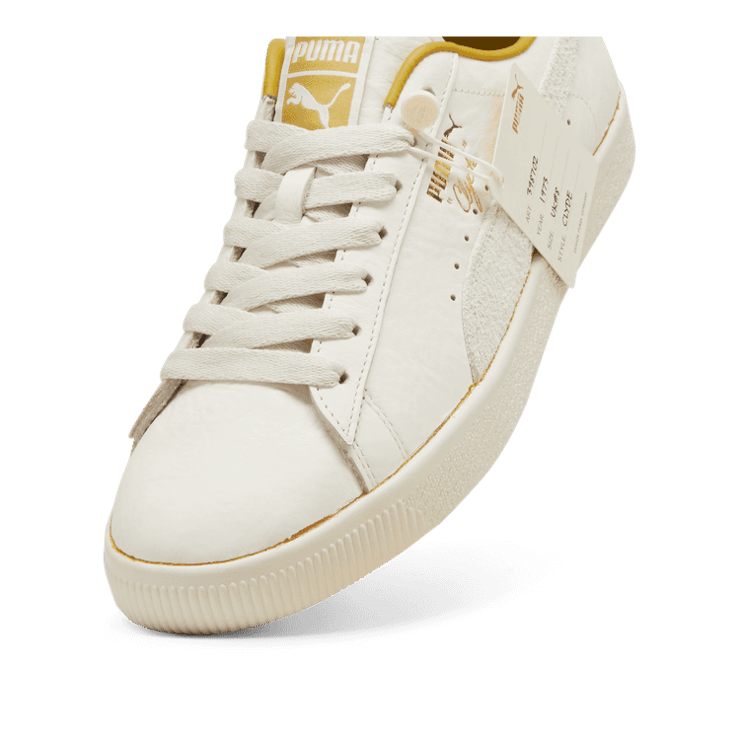 PUMA x The NeverWorn IV Clyde Sneakers in Frosted Ivory/Alpine Snow Angle 2
