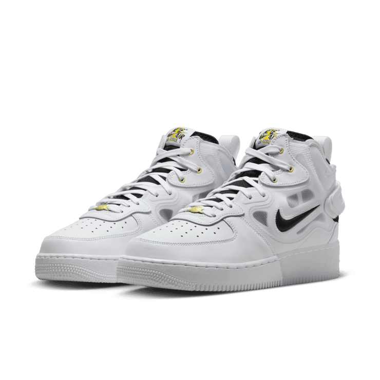 Nike Air Force 1 Mid React White Black Yellow Ochre Angle 2