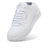 PUMA ST Runner v4 Leather Sneakers in White/Cool Light Grey (GS) Angle 2