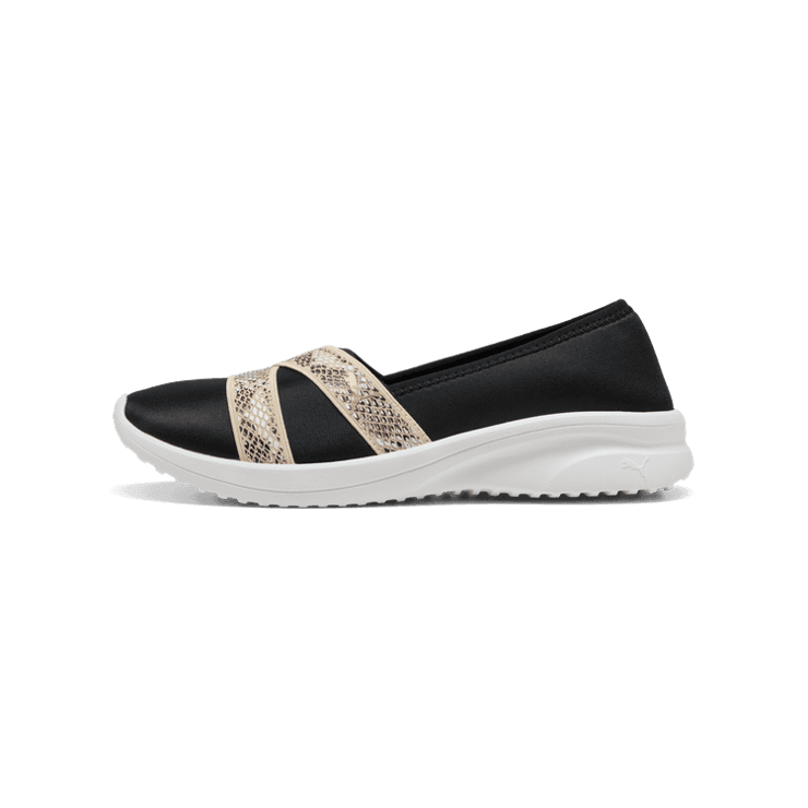 PUMA Adelina 2 Snake Chic Slip-On Sneakers in Black/Gold Angle 1