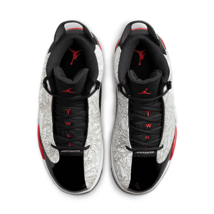 Jordan Dub Zero White Fire Red Black Angle 1