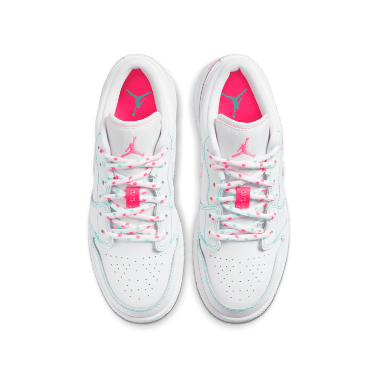 Jordan 1 Low White Green Pink (GS) Angle 1