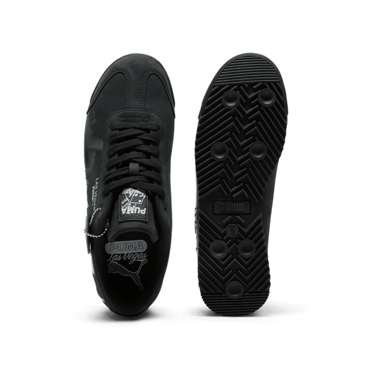 PUMA Roma Skyline Vegas Flagship Sneakers in Black/Peach Frost/Sunny Yellow Angle 0