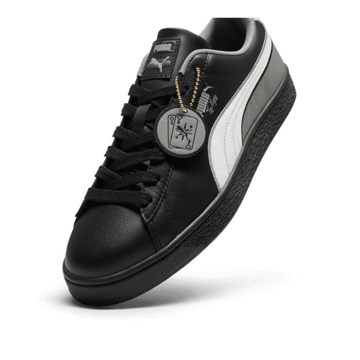 PUMA Basket Vegas Flagship Sneakers in Black/Feather Grey/Stormy Slate Angle 2