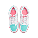 Jordan 1 Mid White Pink Green Soar (GS) Angle 1