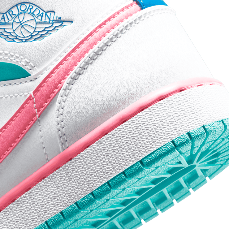 Jordan 1 Mid White Pink Green Soar (GS) Angle 5