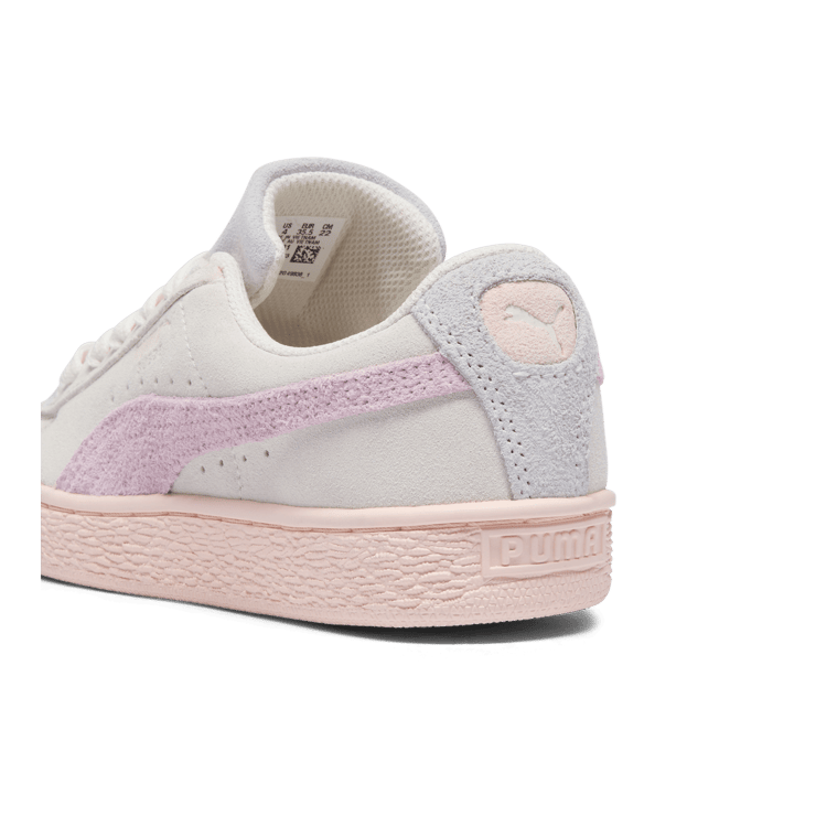 PUMA Suede Easter Sneakers in Warm White/Silver Mist/Grape Mist (GS) Angle 4