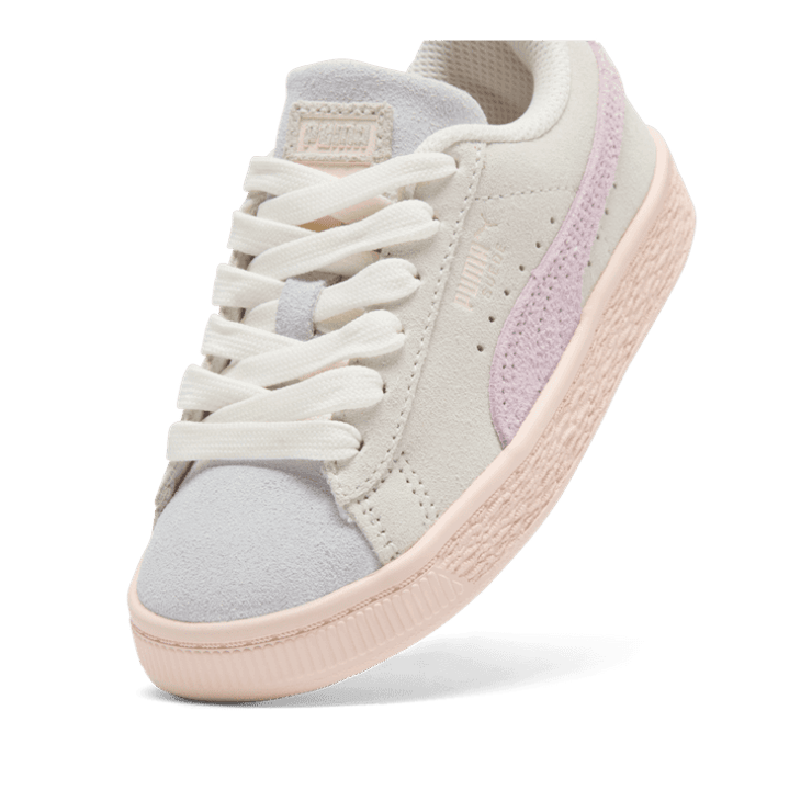 PUMA Suede Easter Sneakers in Warm White/Silver Mist/Grape Mist (PS) Angle 2