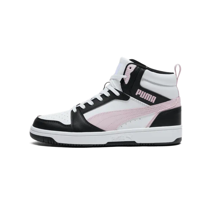 PUMA Rebound V6 Mid Sneakers in White Angle 1
