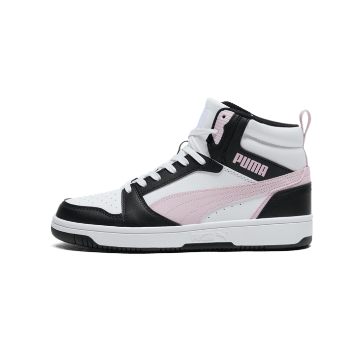 PUMA Rebound V6 Mid Sneakers in White Angle 1