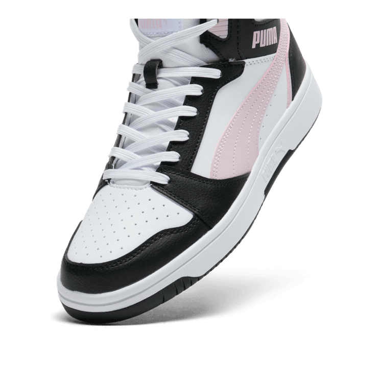 PUMA Rebound V6 Mid Sneakers in White Angle 2