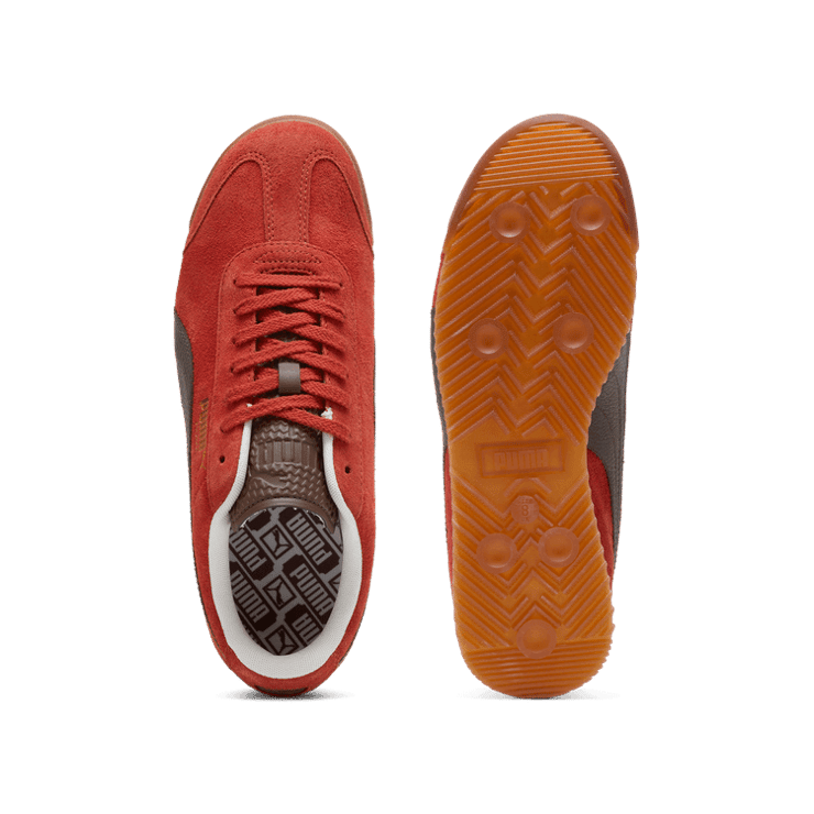 PUMA Roma Suede Sneakers in Mars Red/Espresso Brown/Gum Angle 0