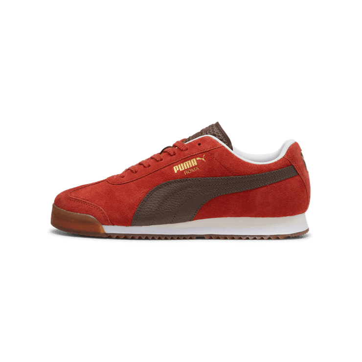 PUMA Roma Suede Sneakers in Mars Red/Espresso Brown/Gum Angle 1