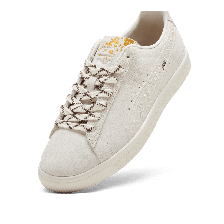 PUMA We Are Legends Renaissance Clyde Sneakers in Alpine Snow Angle 2