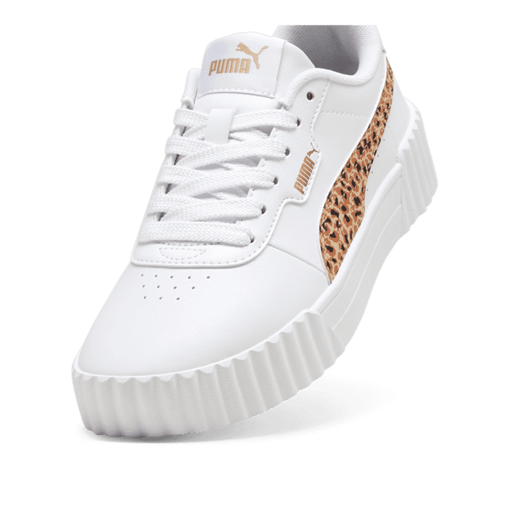 PUMA Carina 3.0 Animal Sneakers in White (GS) Angle 2