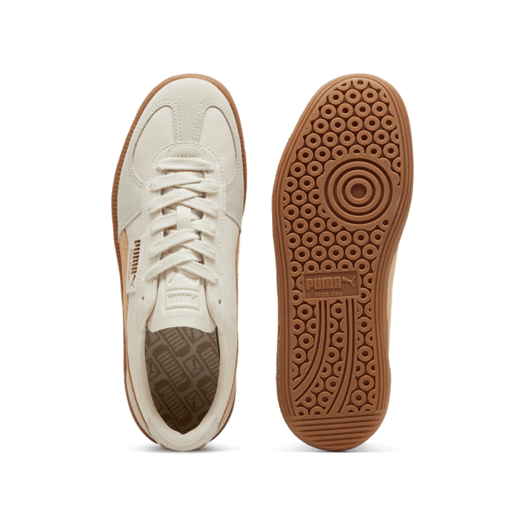 PUMA Palermo Leather Sneakers in Alpine Snow/Desert Dust/Gum Angle 0