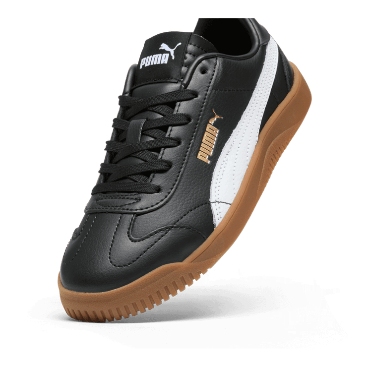 PUMA Club 5v5 Sneakers in Black/White/Gold (GS) Angle 2