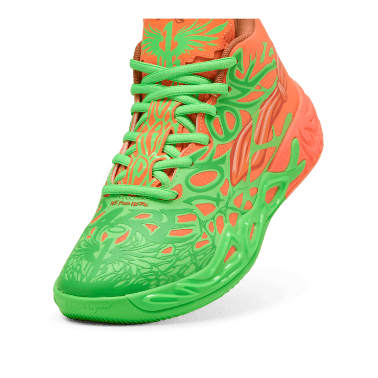 PUMA x LAMELO BALL x TMNT L&M MB.04 Basketball in Green (GS) Angle 2