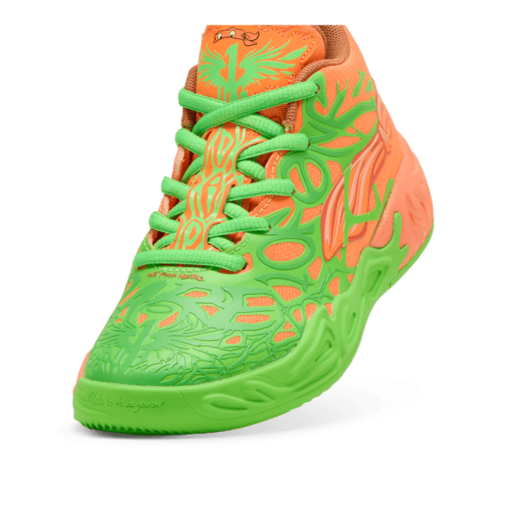 PUMA x LAMELO BALL x TMNT L&M MB.04 Sneakers in Green (PS) Angle 2