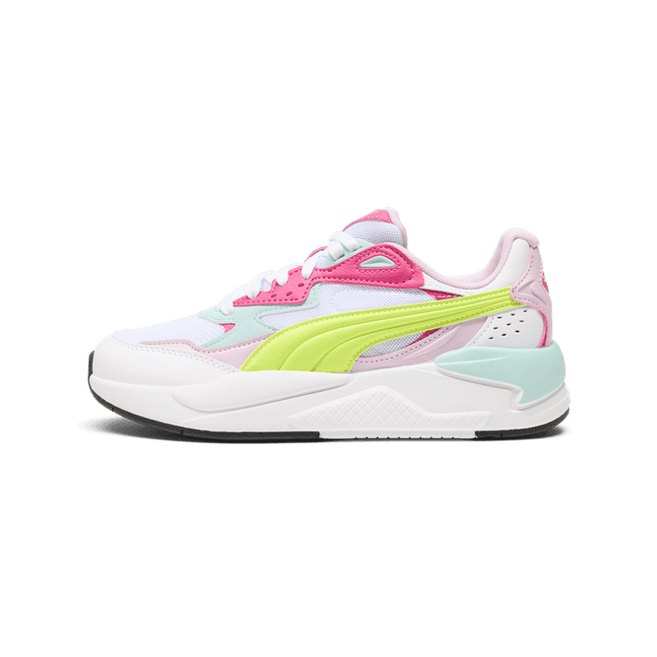 PUMA X-Ray Speed Sneakers in White/Electric Lime/Grape Mist Angle 1