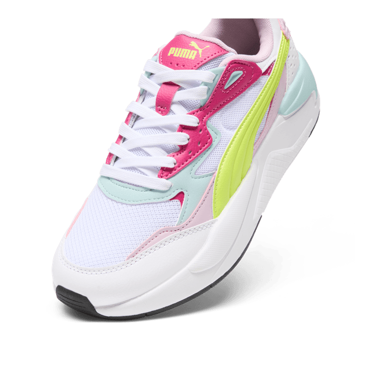 PUMA X-Ray Speed Sneakers in White/Electric Lime/Grape Mist Angle 2
