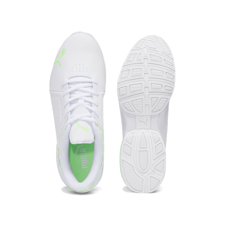 PUMA Viz Runner Repeat Wide in White/Speed Green Angle 0