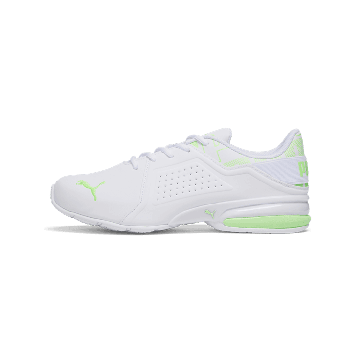 PUMA Viz Runner Repeat Wide in White/Speed Green Angle 1