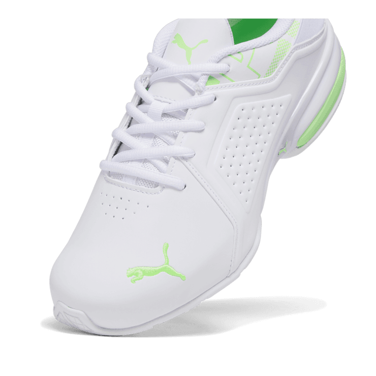 PUMA Viz Runner Repeat Wide in White/Speed Green Angle 2